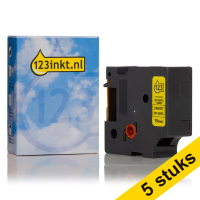 Aanbieding: 5x Dymo S0718470 / 18433 IND Rhino tape vinyl zwart op geel 19 mm (123inkt huismerk) 650592