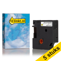 Aanbieding: 5x Dymo S0720670 / 40910 tape zwart op transparant 9 mm (123inkt huismerk)  650555