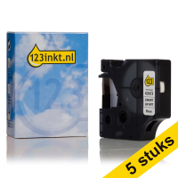 Aanbieding: 5x Dymo S0720780 / 43613 tape zwart op wit 6 mm (123inkt huismerk)