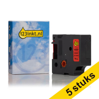 Aanbieding: 5x Dymo S0720870 / 45807 tape zwart op rood 19 mm (123inkt huismerk) 650865