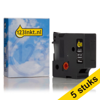 Aanbieding: 5x Dymo S0720910 / 45811 tape wit op zwart 19 mm (123inkt huismerk)