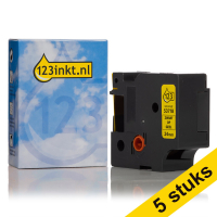 Aanbieding: 5x Dymo S0720980 / 53718 tape zwart op geel 24 mm (123inkt huismerk)