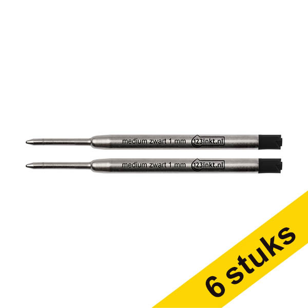 Aanbieding: 6x 123inkt balpen navulling medium zwart (6 stuks)  302738 - 1
