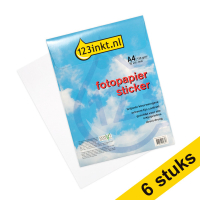 Aanbieding: 6x 123inkt fotopapier sticker mat A4 wit (10 stickers)