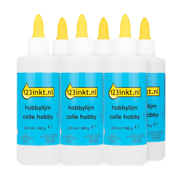 Aanbieding: 6x 123inkt hobbylijm flacon (200 ml) 390544 - 1