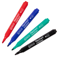 Aanbieding: Set 123inkt flipchartmarkers zwart/rood/blauw/groen (1 - 3 mm rond)  390565