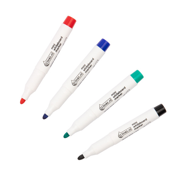 Aanbieding: Set 123inkt mini whiteboardmarkers zwart/rood/blauw/groen (1 mm rond)  390574 - 1