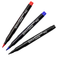 Aanbieding: Set 123inkt permanent markers zwart/rood/blauw (1 mm rond)  301193