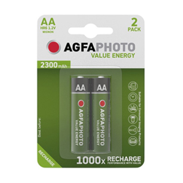 Agfaphoto oplaadbare Mignon AA batterij (2 stuks) 131-802800 290026 - 1