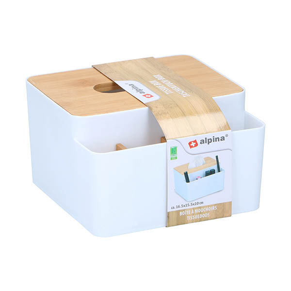 Alpina houte tissuebox 33 x 19 x 32 cm wit 298046 - 1