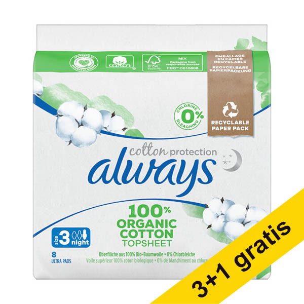 Aanbieding: 4x Always Cotton Protection Night maandverband (8 stuks) SAL01177 - 1