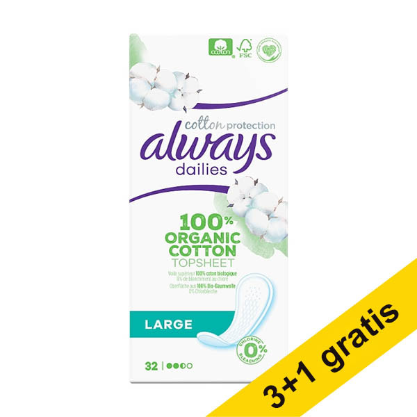 Aanbieding: 4x Always Dailies Cotton Protection inlegkruisjes large (32 stuks) SAL01178 - 1