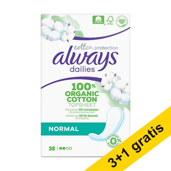 Aanbieding: 4x Always Dailies Cotton Protection inlegkruisjes normal (38 stuks) SAL01179 - 1
