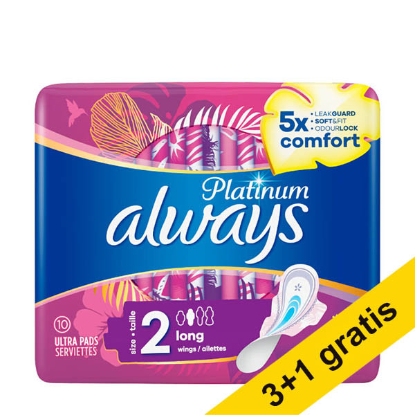 Aanbieding: 4x Always Platinum maandverband size 2 long (10 stuks) SAL01174 - 1