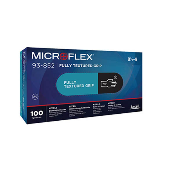 Ansell Microflex 93-852 nitril handschoen poedervrij zwart maat 9½-10/XL (100 stuks) 19094410 SSA07137 - 1