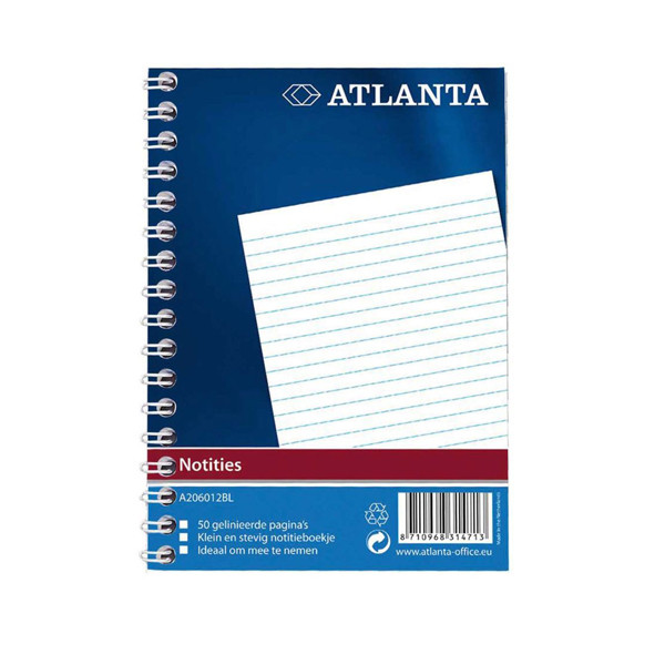 Atlanta notitieboek A6 gelijnd met spiraal (50 vellen) 2206012600 203046 - 1