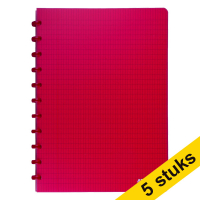 Aanbieding: 5 x Atoma Trendy geruit schrift A4 transparant rood 72 vellen (4 x 8 mm)