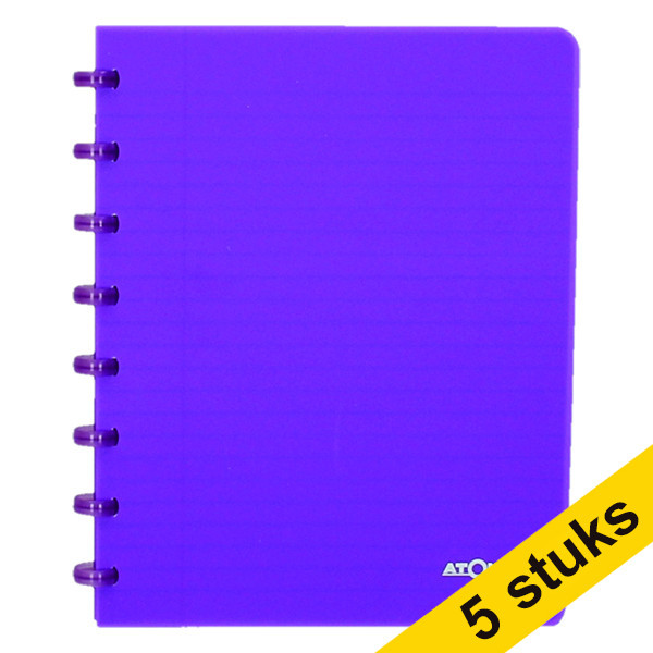 Aanbieding: 5 x Atoma Trendy geruit schrift A5 transparant paars 72 vellen (4 x 8 mm) 405306 - 1