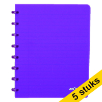 Aanbieding: 5 x Atoma Trendy geruit schrift A5 transparant paars 72 vellen (4 x 8 mm)