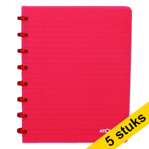 Aanbieding: 5 x Atoma Trendy geruit schrift A5 transparant rood 72 vellen (4 x 8 mm) 405305 - 1