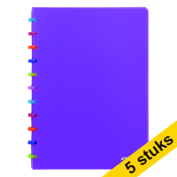 Aanbieding: 5 x Atoma Tutti Frutti geruit schrift A4 transparant paars 72 vellen (4 x 8 mm) 405355