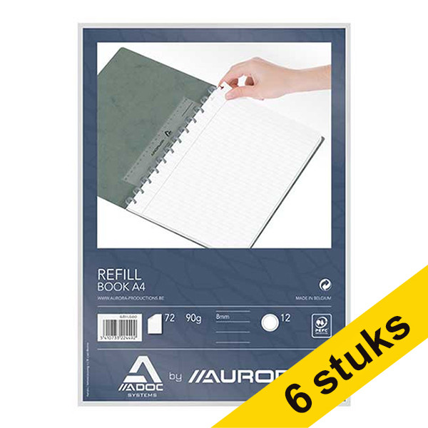 Aanbieding: 6x Aurora Adoc vulling voor schrift A4 gelijnd 72 vellen 330114 - 1