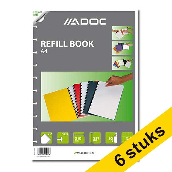 Aanbieding: 6x Aurora Adoc vulling voor schrift A4 geruit 5 mm 72 vellen 330115 - 1