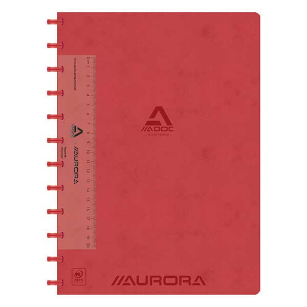 Aurora Adoc gelijnd schrift met meetlat A4 rood 72 vellen 6811.744R 330088 - 1