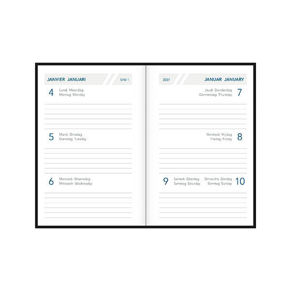 Aurora Classic7 Luna weekagenda 2027 blauw (1 week per 2 pagina) 4-talig 440150 - 2