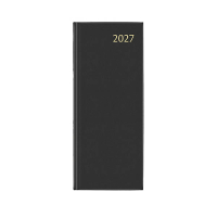 Aurora Longo Linnen dagagenda met kwartierindeling 2027 zwart (1 dag per 2 pagina) 6-talig 440147