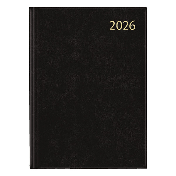 Aurora Maestro Florence groepspraktijkagenda met kwartierindeling 2026 zwart (1 dag per pagina) 6-talig 330145 - 1
