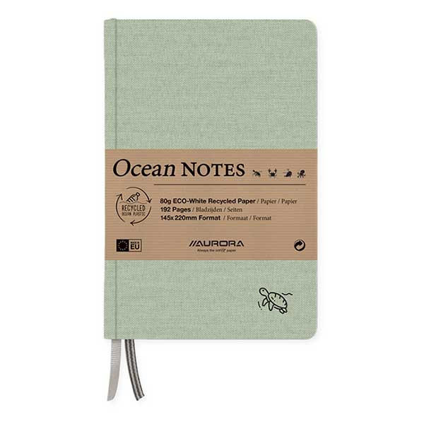 Aurora Ocean notitieboek 145 x 220 mm gelijnd 96 vellen schildpadgroen 2396RTG 330069 - 1
