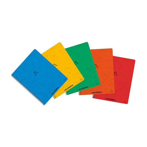 Aurora spiraalschrift A5 gelijnd 80 g/m² 60 vellen assorti (10 stuks) 330197 - 1
