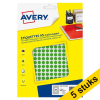 Aanbieding: 5x Avery Zweckform PET08V markeringspunten Ø 8 mm groen (2940 etiketten)