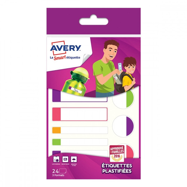 Avery Family APFLUO24 gelamineerde etiketten fluor assortiment (24 stuks) APFLUO24 212801 - 1