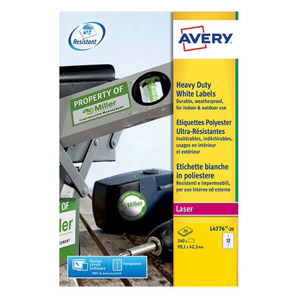 Avery L4776-20 weerbestendige etiketten 99,1 x 42,3 mm (240 etiketten) L4776-20 212428 - 1