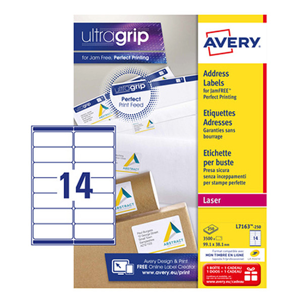 Avery L7163-250 adresetiketten A4 99,1 x 38,1 mm wit (3500 etiketten) L7163-250 212300 - 1