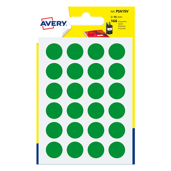 Avery PSA15V markeringspunten Ø 15 mm groen (168 etiketten) AV-PSA15V 212721 - 1