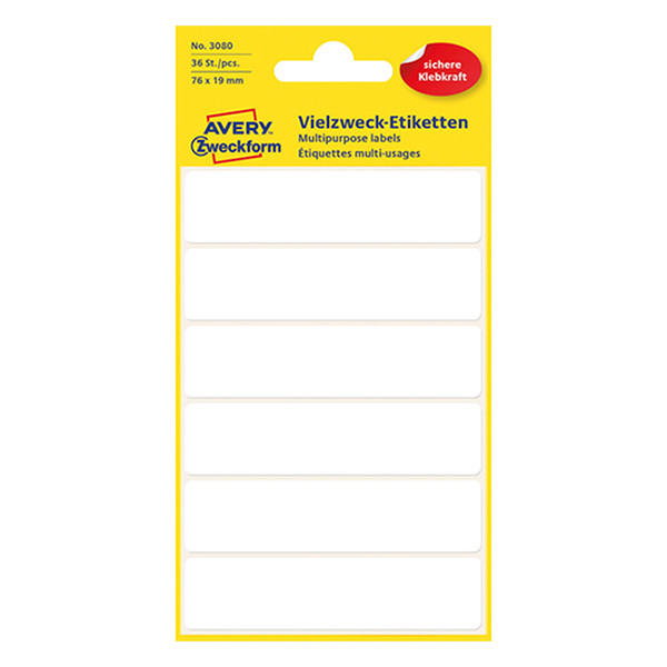 Avery Zweckform 3080 multifunctionele etiketten 76 x 19 mm wit (36 etiketten) 3080 212204 - 1
