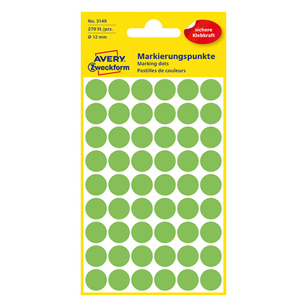 Avery Zweckform 3149 markeringspunten Ø 12 mm lichtgroen (270 etiketten) 3149 212356 - 1