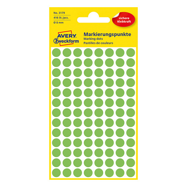 Avery Zweckform 3179 markeringspunten Ø 8 mm lichtgroen (416 etiketten) 3179 212336 - 1