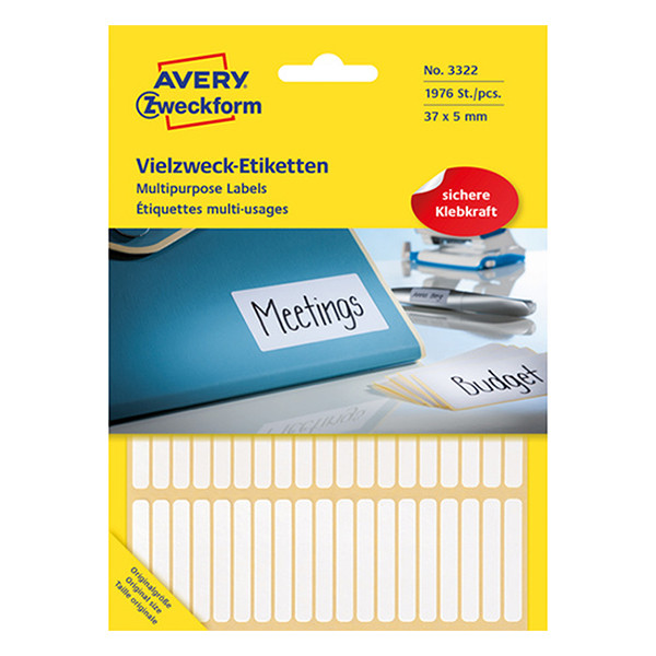 Avery Zweckform 3322 multifunctionele etiketten 37 x 5 mm wit (1976 etiketten) 3322 212174 - 1