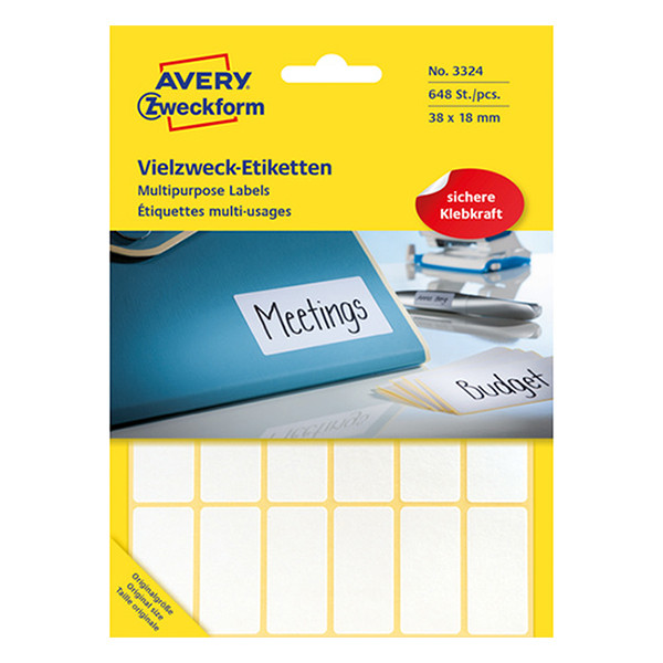 Avery Zweckform 3324 multifunctionele etiketten 38 x 18 mm wit (648 etiketten) 3324 212182 - 1