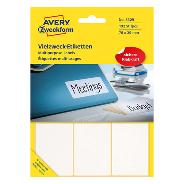 Avery Zweckform 3329 multifunctionele etiketten 76 x 39 mm wit (192 etiketten) 3329 212210 - 1