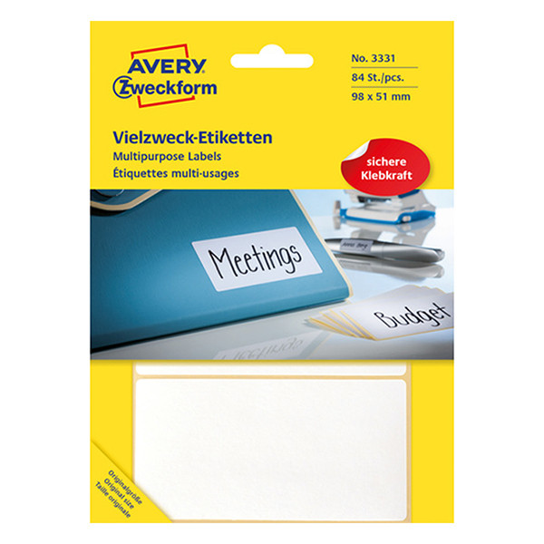 Avery Zweckform 3331 multifunctionele etiketten 98 x 51 mm wit (84 etiketten) 3331 212214 - 1