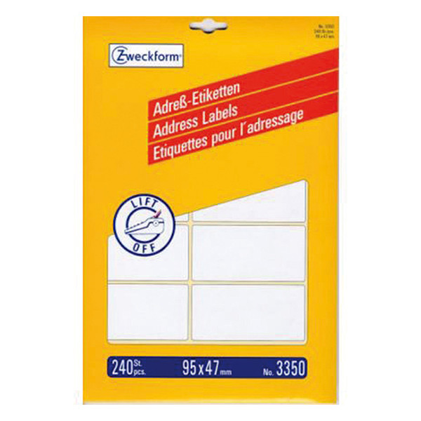 Avery Zweckform 3350 adresetiketten A4 95 x 47 mm wit (240 etiketten) L3350 212314 - 1