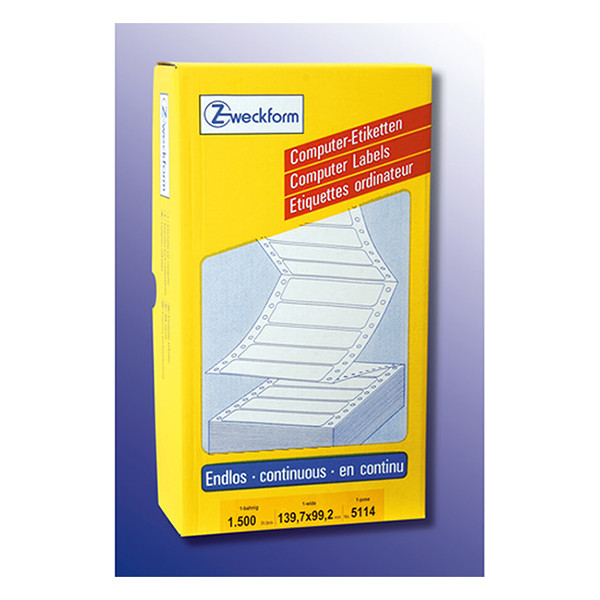 Avery Zweckform 5114 computeretiketten 1 baan 139,7 x 99,2 mm (1500 etiketten) 5114 212416 - 1