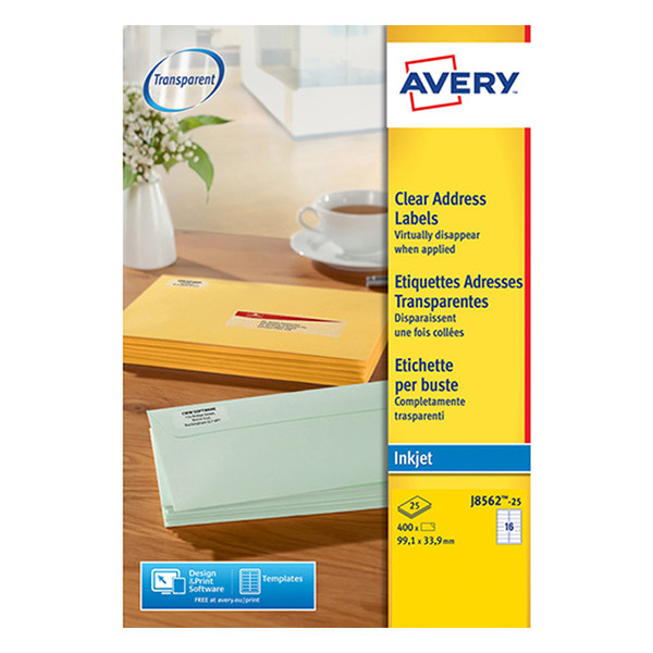 Avery Zweckform J8562-25 transparante etiketten 99,1 x 33,9 mm (400 etiketten) J8562-25 212548 - 1