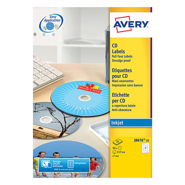 Avery Zweckform J8676-25 cd-etiketten 2 per vel (50 etiketten) J8676-25 212825 - 1