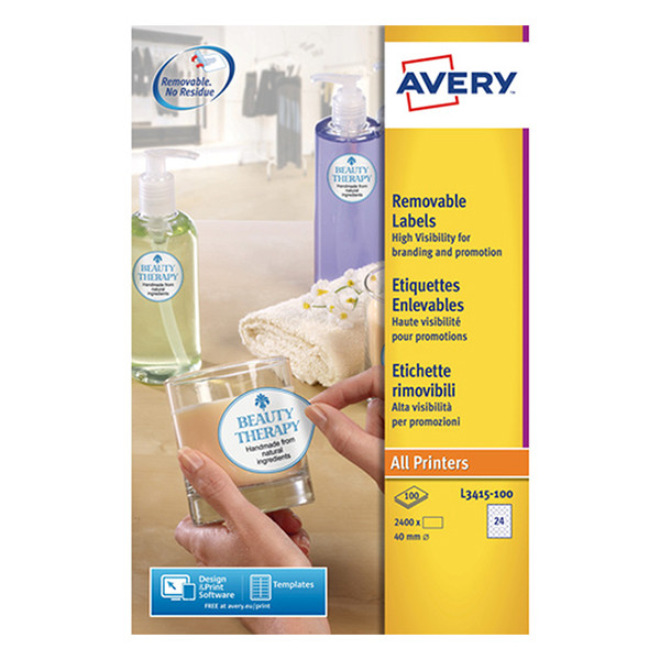 Avery Zweckform L3415-100 promotie-etiketten rond Ø 40 mm wit (2400 etiketten) L3415-100 212462 - 1